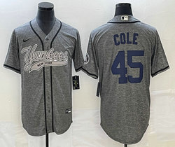 Nike New York Yankees #45 Gerrit Cole Hemp grey Joint Stitched MLB Jersey