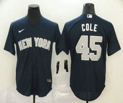 Nike New York Yankees #45 Gerrit Cole Navy Blue With Name Authentic Stitched MLB jersey