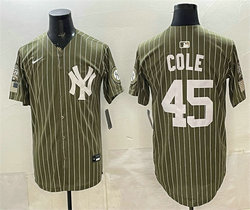 Nike New York Yankees #45 Gerrit Cole Olive 2026 Armed Forces Day Salute To Service Jersey