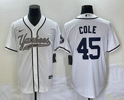 Nike New York Yankees #45 Gerrit Cole White Joint Stitched MLB Jersey