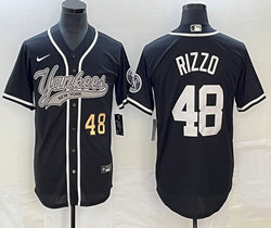 Nike New York Yankees #48 Anthony Rizzo Black Joint Gold #48 on front Stitched MLB Jersey