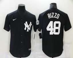 Nike New York Yankees #48 Anthony Rizzo Black Throwback Game Authentic Stitched MLB Jersey
