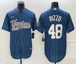 Nike New York Yankees #48 Anthony Rizzo Blue Throwback Joint Stitched MLB Jersey