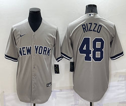 Nike New York Yankees #48 Anthony Rizzo Grey Game With Name Authentic Stitched MLB Jersey