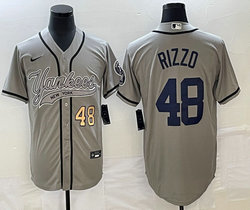 Nike New York Yankees #48 Anthony Rizzo Grey Joint Gold #48 on front Stitched MLB Jersey
