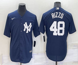 Nike New York Yankees #48 Anthony Rizzo Navy with name Game Authentic Stitched MLB Jersey