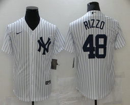 Nike New York Yankees #48 Anthony Rizzo White Stripe Game Authentic Stitched MLB Jersey