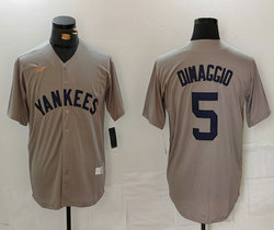 Nike New York Yankees #5 Joe DiMaggio Gray throwback Game Authentic Stitched MLB Jersey