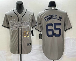 Nike New York Yankees #65 Nestor Cortes Jr. Gray Gold #65 front Joint Authentic Stitched baseball jersey