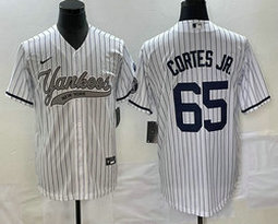 Nike New York Yankees #65 Nestor Cortes Jr. White Stripe Joint Authentic Stitched baseball jersey