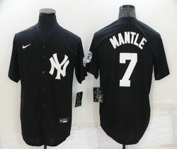 Nike New York Yankees #7 Mickey Mantle Black Throwback Game Authentic Stitched MLB Jersey