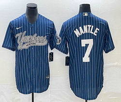 Nike New York Yankees #7 Mickey Mantle Blue Throwback Joint Stitched MLB Jersey
