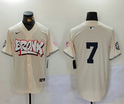 Nike New York Yankees #7 Mickey Mantle Cream no name Joint Authentic Stitched baseball jersey