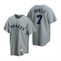 Nike New York Yankees #7 Mickey Mantle Gray Cooperstown Collection Game Authentic Stitched MLB Jersey