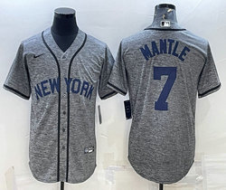 Nike New York Yankees #7 Mickey Mantle Hemp grey Authentic Stitched jersey