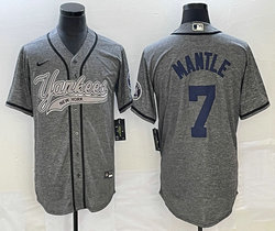 Nike New York Yankees #7 Mickey Mantle Hemp grey Joint Stitched MLB Jersey
