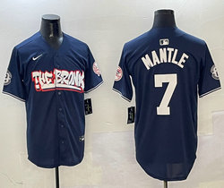 Nike New York Yankees #7 Mickey Mantle Navy 4(IV) With Name Joint Stitched MLB Jersey