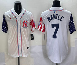 Nike New York Yankees #7 Mickey Mantle White 1(I) flag Joint MLB Jersey