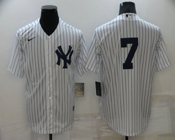 Nike New York Yankees #7 Mickey Mantle White Stripe Game Authentic Stitched MLB Jersey