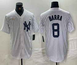 Nike New York Yankees #8 Yogi Barra White Stripe Throwback With Name Game Stitched MLB Jersey