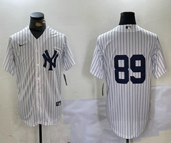 Nike New York Yankees #89 White Stripe Game Authentic Stitched MLB Jersey