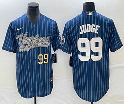 Nike New York Yankees #99 Aaron Judge Blue Throwback Joint Gold #99 on front Stitched MLB Jersey