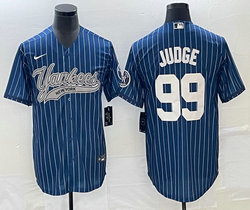 Nike New York Yankees #99 Aaron Judge Blue Throwback Joint Stitched MLB Jersey