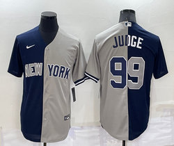 Nike New York Yankees #99 Aaron Judge Blue and Grey Game With Name Authentic Stitched MLB Jersey