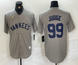 Nike New York Yankees #99 Aaron Judge Grey Throwback With Name Authentic Stitched MLB Jersey