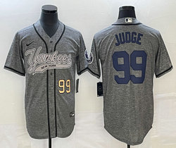 Nike New York Yankees #99 Aaron Judge Hemp grey Joint Gold #99 on front Stitched MLB Jersey