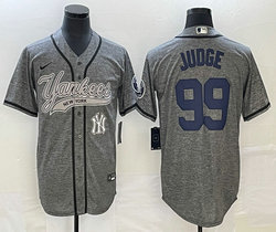 Nike New York Yankees #99 Aaron Judge Hemp grey Joint Team Patch on front Stitched MLB Jersey