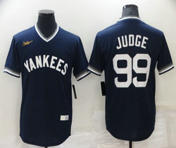Nike New York Yankees #99 Aaron Judge Navy Blue Pullover Throwback Game Authentic Stitched MLB Jersey