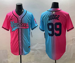 Nike New York Yankees #99 Aaron Judge Pink and Blue Joint MLB Jersey