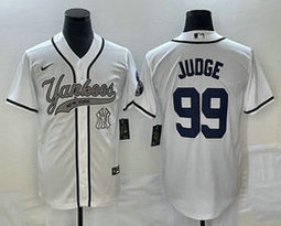 Nike New York Yankees #99 Aaron Judge White Joint Team Patch on front Stitched MLB Jersey