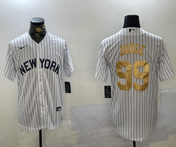 Nike New York Yankees #99 Aaron Judge White New York Gold Name and number Stitched MLB Jersey