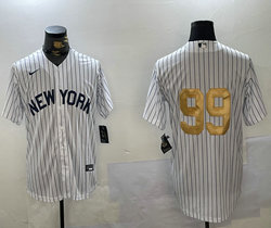 Nike New York Yankees #99 Aaron Judge White New York Gold number no name Stitched MLB Jersey