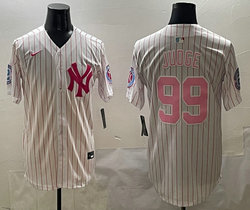 Nike New York Yankees #99 Aaron Judge White Stripes Joint Stitched MLB Jersey