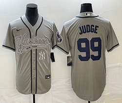 Nike New York Yankees #99 Aaron Judge grey Joint Team Patch on front Stitched MLB Jersey