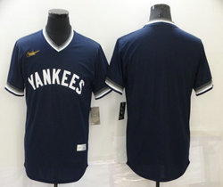 Nike New York Yankees Blank Gold Nike patch Blue Pullover Authentic Authentic Stitched MLB Jerseys