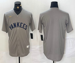 Nike New York Yankees Blank Grey Throwback With Name Authentic Stitched MLB Jersey