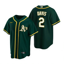 Nike Oakland Athletics #2 Khris Davis Green Game Authentic Stitched MLB Jersey
