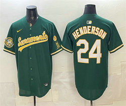 Nike Oakland Athletics #24 Rickey Henderson 2026 Green Alternate Sacramento Celebrating 125 Years Jersey