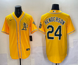 Nike Oakland Athletics #24 Rickey Henderson Gold Joint MLB Jersey