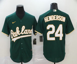 Nike Oakland Athletics #24 Rickey Henderson Green Game Authentic Stitched MLB Jersey
