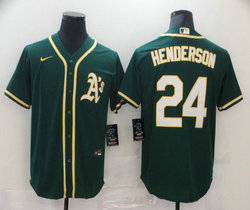 Nike Oakland Athletics #24 Rickey Henderson Green Game Authentic Stitched MLB Jerseys