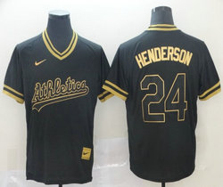 Nike Oakland Athletics #24 Rickey Henderson Pullover Cooperstown Collection Authentic stitched MLB jersey