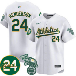 Nike Oakland Athletics #24 Rickey Henderson White Fashion Authentic Stitched MLB Jersey