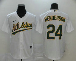 Nike Oakland Athletics #24 Rickey Henderson White Game Authentic Stitched MLB Jersey