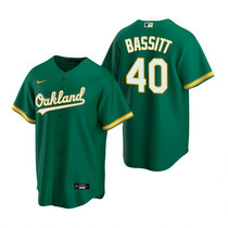Nike Oakland Athletics #40 Chris Bassitt Green Game Authentic Stitched MLB Jerseys
