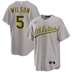 Nike Oakland Athletics #5 Jacob Wilson Grey Stitched Jersey